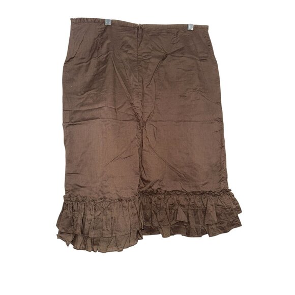 Brown Ruffled Hem A-Line Skirt By Old Navy 100% Cotton Size 8 Lightweight & Comf - Picture 3 of 7